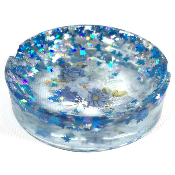 Resin Tray Set Blue Flowers Rolling Tray Jar with Lid Ashtray - Picture 3 of 6